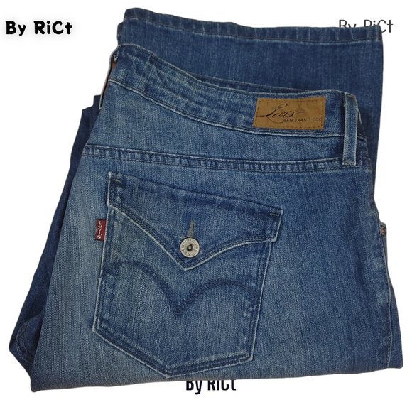 Levi's Bold Curve Bootcut Women's Jeans Size 18W Stretch Blue Denim Flap Pockets - Picture 11 of 11